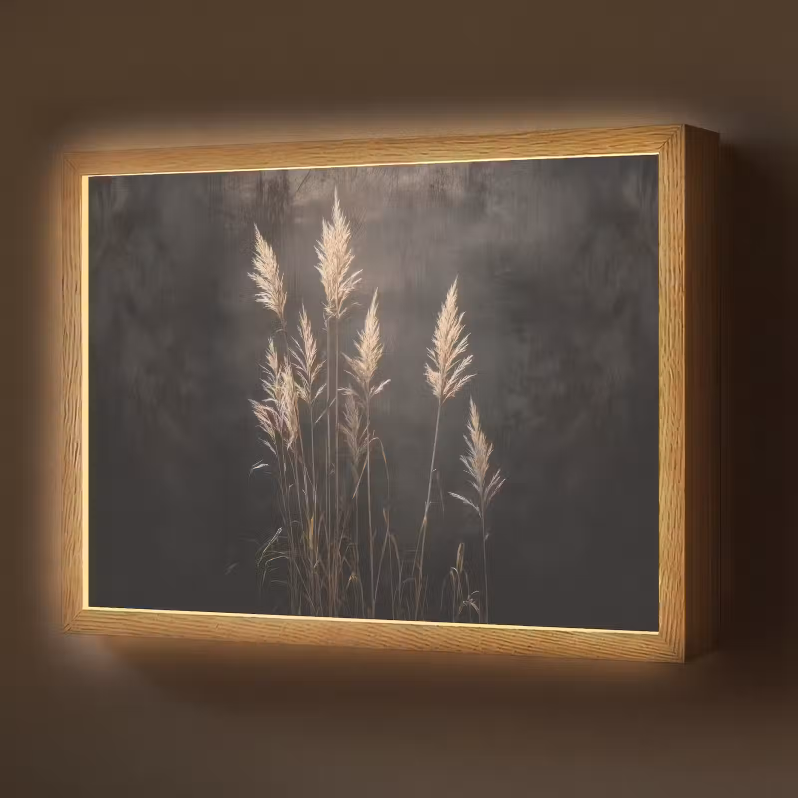 Lightbox - Wandlamp - Siergras - Pluimen - Verlichting - Zwart — 1