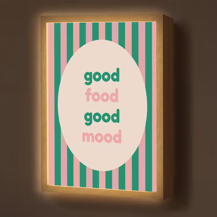 Lightbox - Wandlamp - Gestreept - Quote - Ovaal - Roze — 1