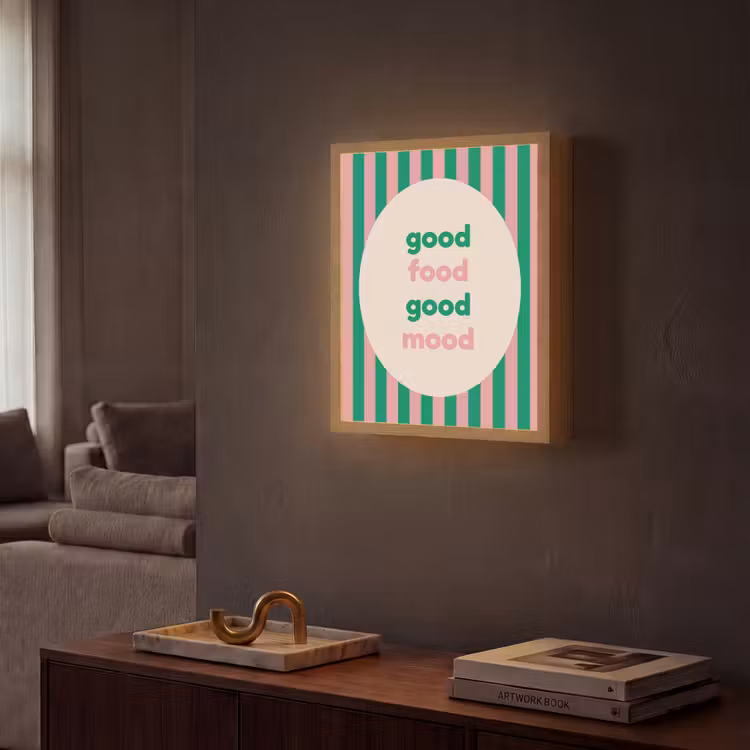 Lightbox - Wandlamp - Gestreept - Quote - Ovaal - Roze — 2