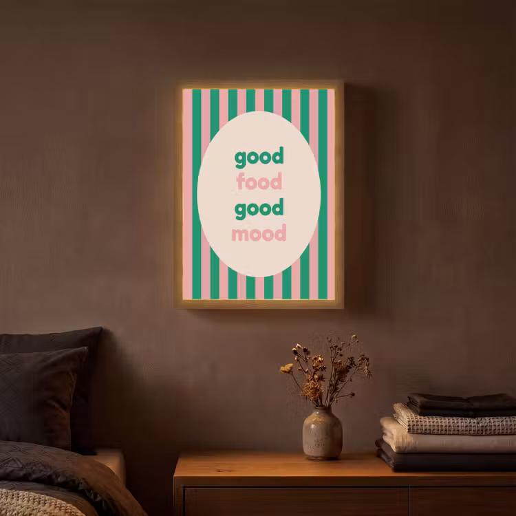 Lightbox - Wandlamp - Gestreept - Quote - Ovaal - Roze — 3