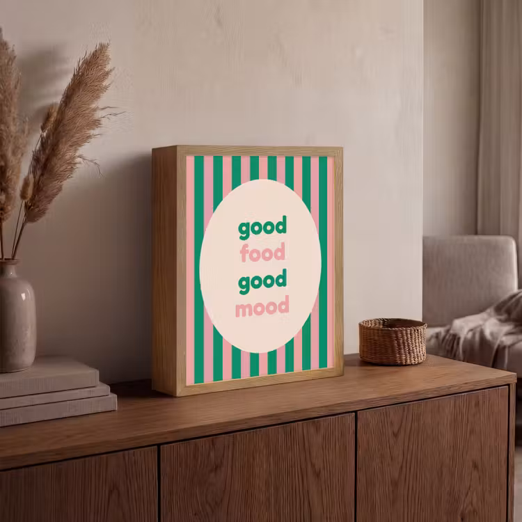 Lightbox - Wandlamp - Gestreept - Quote - Ovaal - Roze — 4