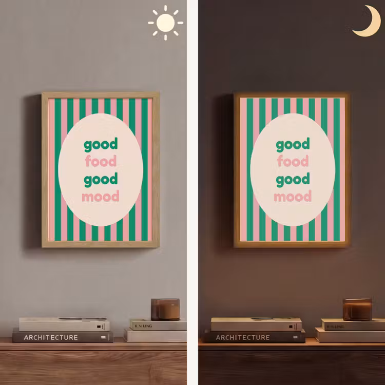 Lightbox - Wandlamp - Gestreept - Quote - Ovaal - Roze — 5