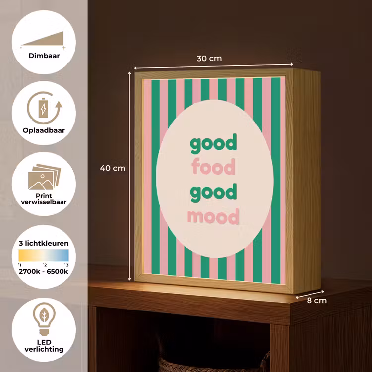 Lightbox - Wandlamp - Gestreept - Quote - Ovaal - Roze — 9