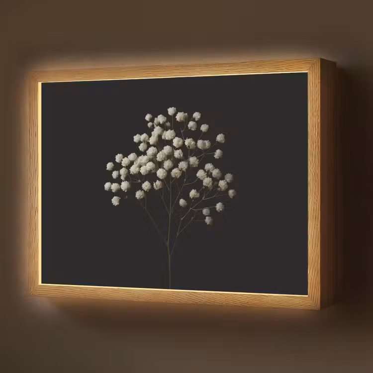 Lightbox - Wandlamp - Gipskruid - Bloemetjes - Wit - Minimalistisch — 1