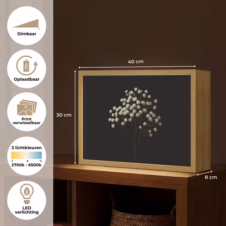 Lightbox - Wandlamp - Gipskruid - Bloemetjes - Wit - Minimalistisch — 10