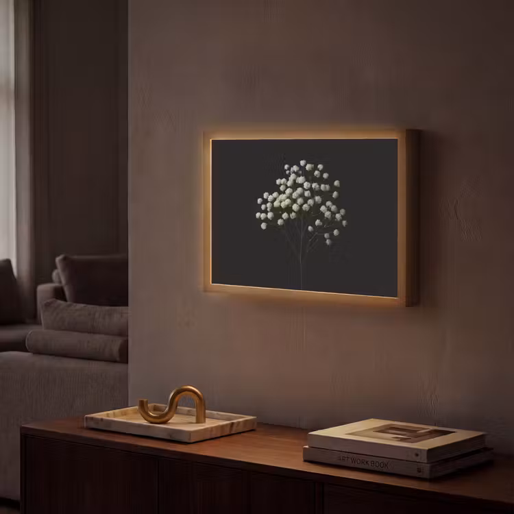 Lightbox - Wandlamp - Gipskruid - Bloemetjes - Wit - Minimalistisch — 2