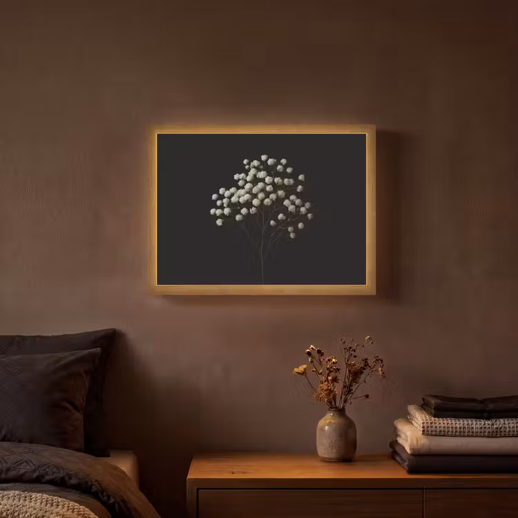 Lightbox - Wandlamp - Gipskruid - Bloemetjes - Wit - Minimalistisch — 3