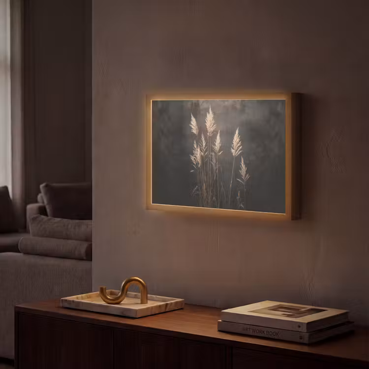Lightbox - Wandlamp - Siergras - Pluimen - Verlichting - Zwart — 2