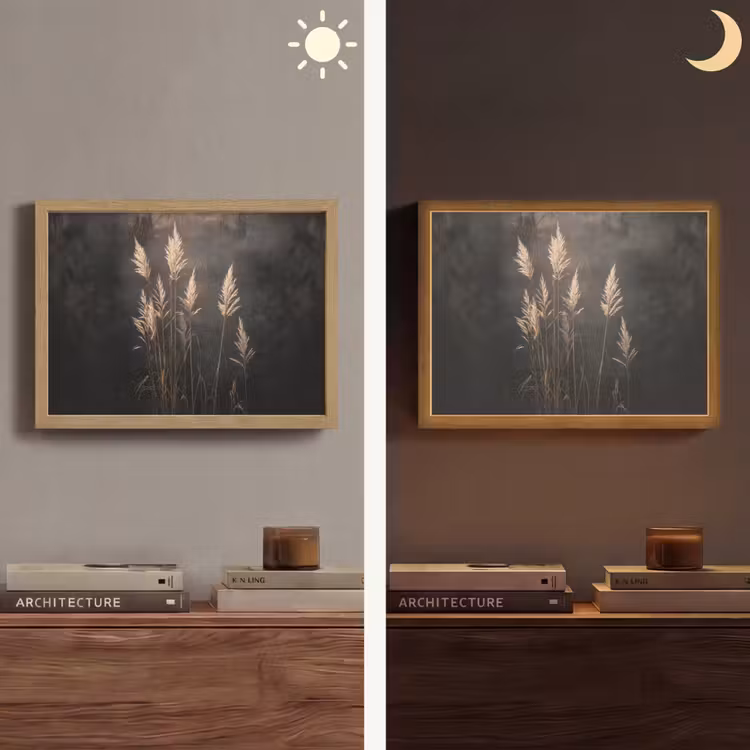 Lightbox - Wandlamp - Siergras - Pluimen - Verlichting - Zwart — 6