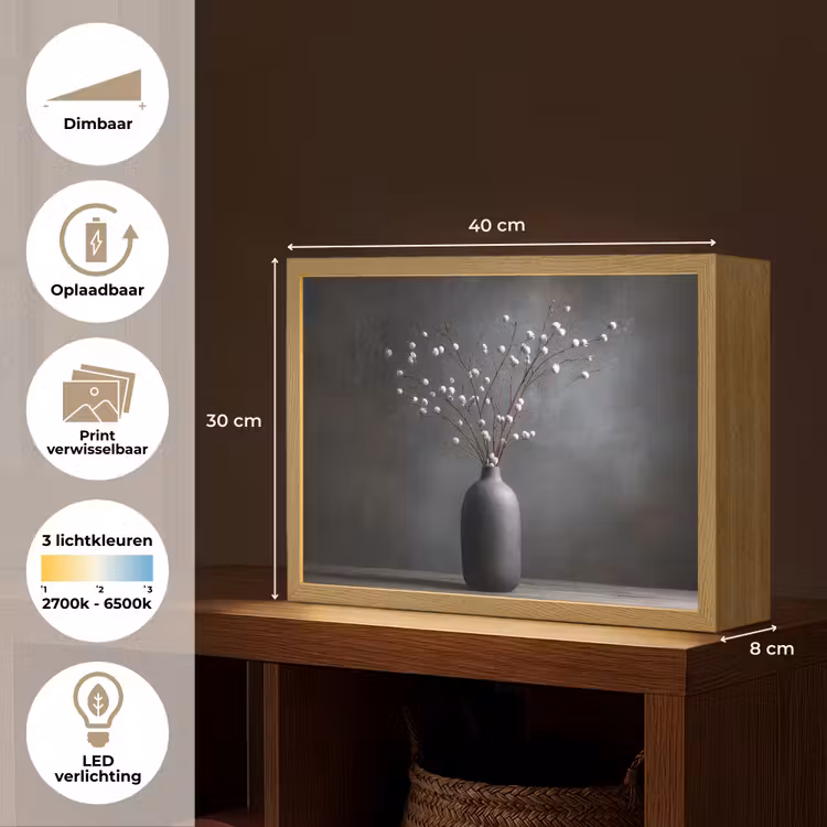 Lightbox - Wandlamp - Takken - Vaas - Bolletjes - Wit — 10