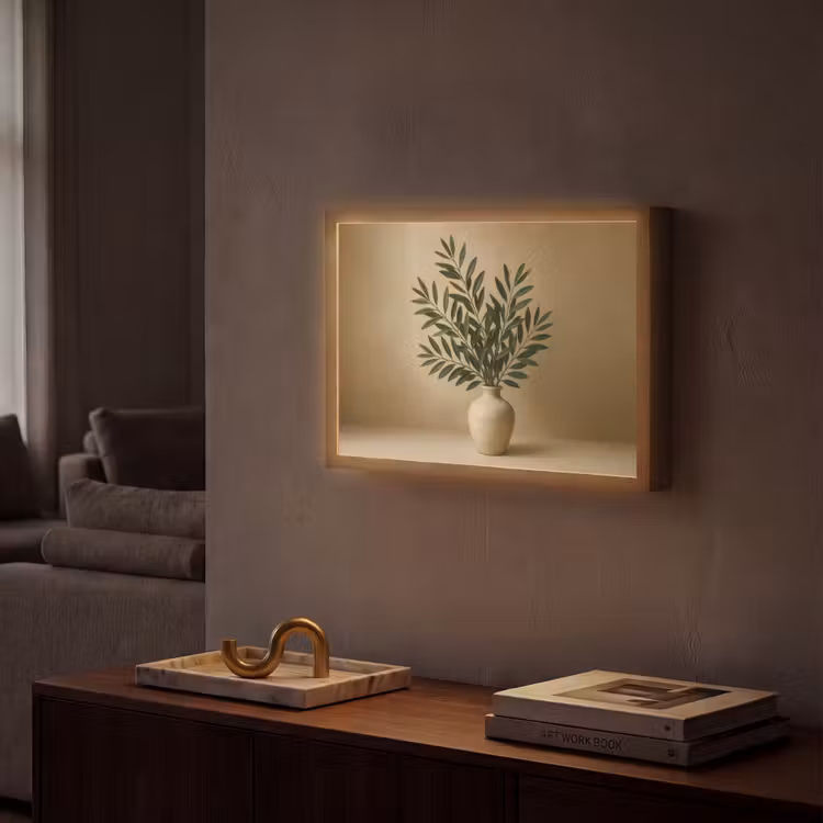 Lightbox - Wandlamp - Vaas - Olijftakken - Bladeren - Beige — 2