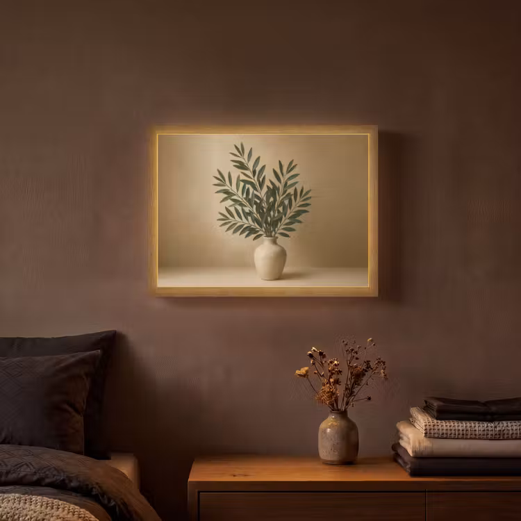 Lightbox - Wandlamp - Vaas - Olijftakken - Bladeren - Beige — 3