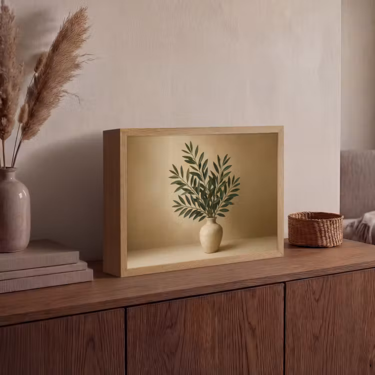 Lightbox - Wandlamp - Vaas - Olijftakken - Bladeren - Beige — 4
