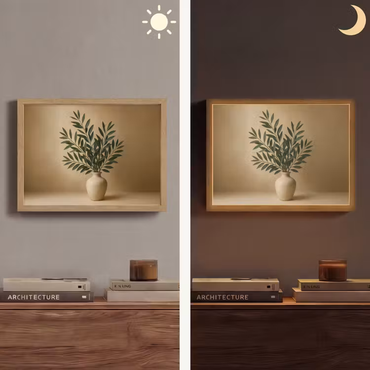 Lightbox - Wandlamp - Vaas - Olijftakken - Bladeren - Beige — 6