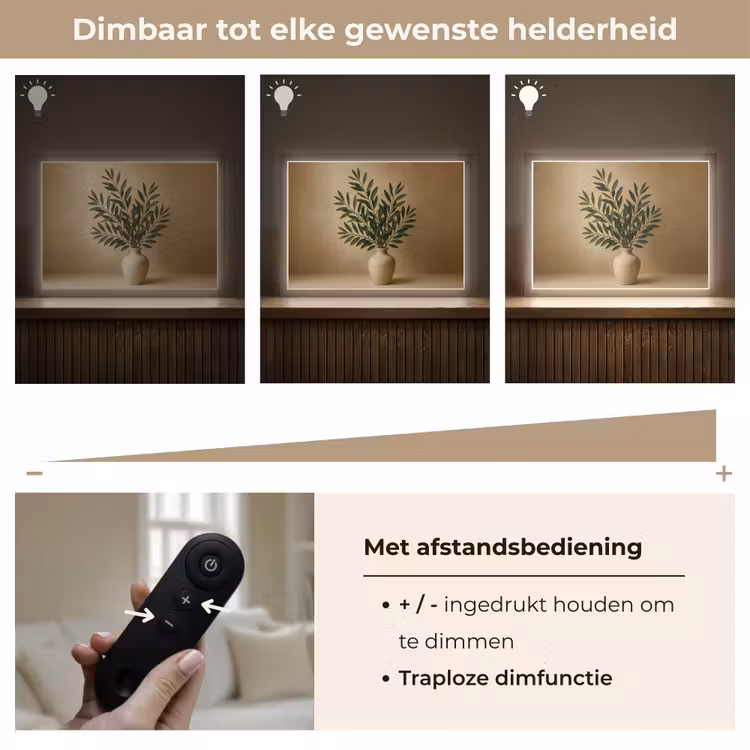Lightbox - Wandlamp - Vaas - Olijftakken - Bladeren - Beige — 9