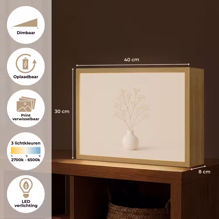 Lightbox - Wandlamp - Vaas - Takken - Bloemetjes - Wit — 10
