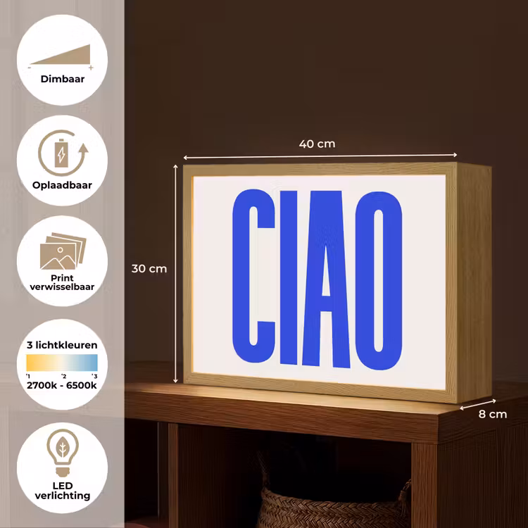Lightbox - Wandlamp - Ciao - Hoofdletters - Blauw - Minimalistisch — 10