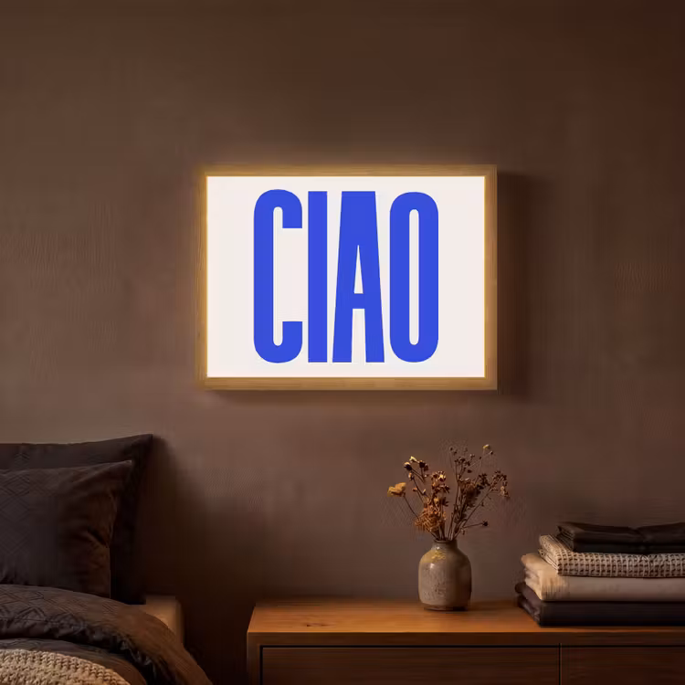 Lightbox - Wandlamp - Ciao - Hoofdletters - Blauw - Minimalistisch — 3