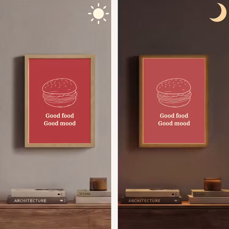 Lightbox - Wandlamp - Dieprood - Lijntekening - Tekst - Hamburger — 5