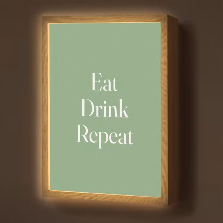 Lightbox - Wandlamp - Eten - Drinken - Tekst - Mintgroen — 1