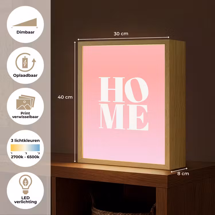 Lightbox - Wandlamp - Home - Letters - Groot - Roze — 9