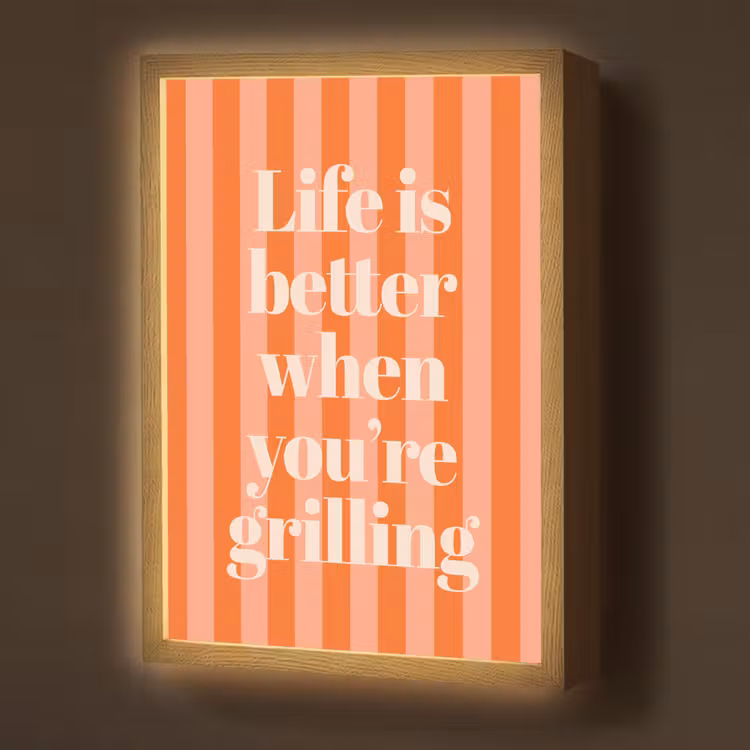 Lightbox - Wandlamp - Tekst - Gestreept - Oranje - Zomer — 1