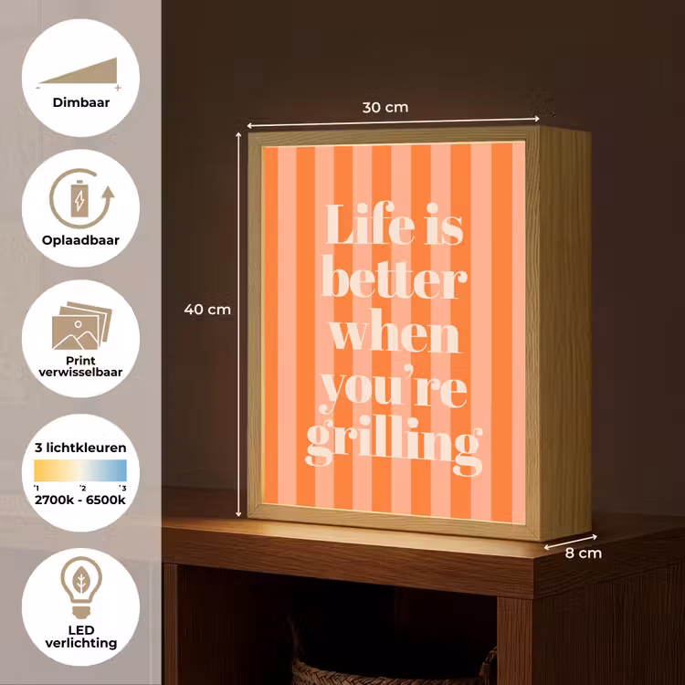 Lightbox - Wandlamp - Tekst - Gestreept - Oranje - Zomer — 9