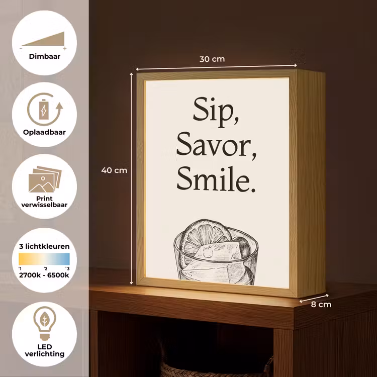 Lightbox - Wandlamp - Tekst - Glas - Getekend - Citroen — 9