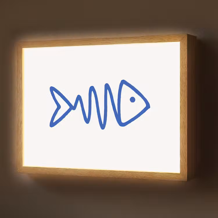 Lightbox - Wandlamp - Vis - Minimalistisch - Blauw - Lijn — 1