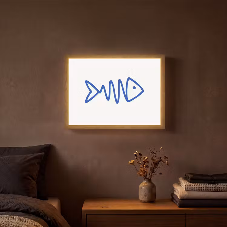 Lightbox - Wandlamp - Vis - Minimalistisch - Blauw - Lijn — 3