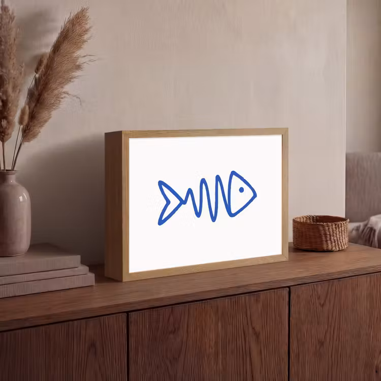 Lightbox - Wandlamp - Vis - Minimalistisch - Blauw - Lijn — 4