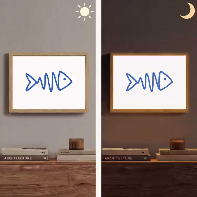 Lightbox - Wandlamp - Vis - Minimalistisch - Blauw - Lijn — 6