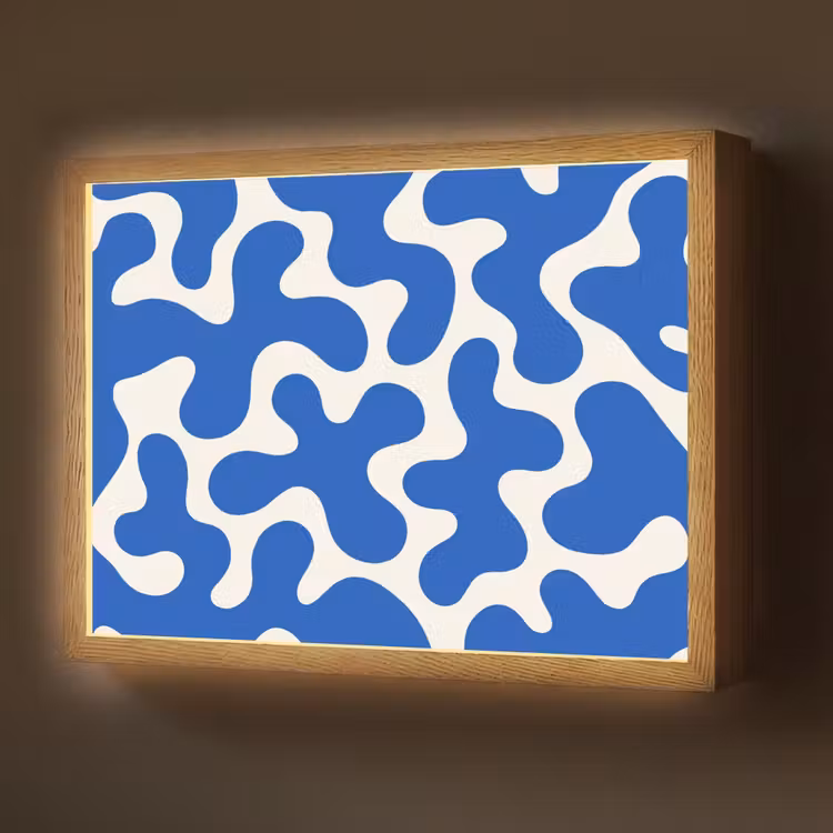Lightbox - Wandlamp - Vormen - Abstract - Blauw - Golven — 1