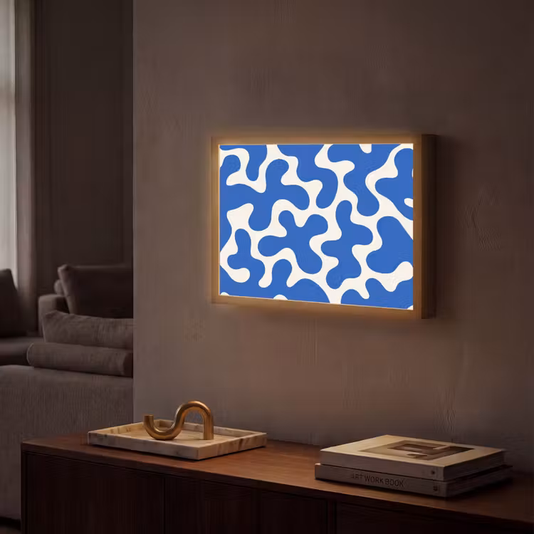 Lightbox - Wandlamp - Vormen - Abstract - Blauw - Golven — 2