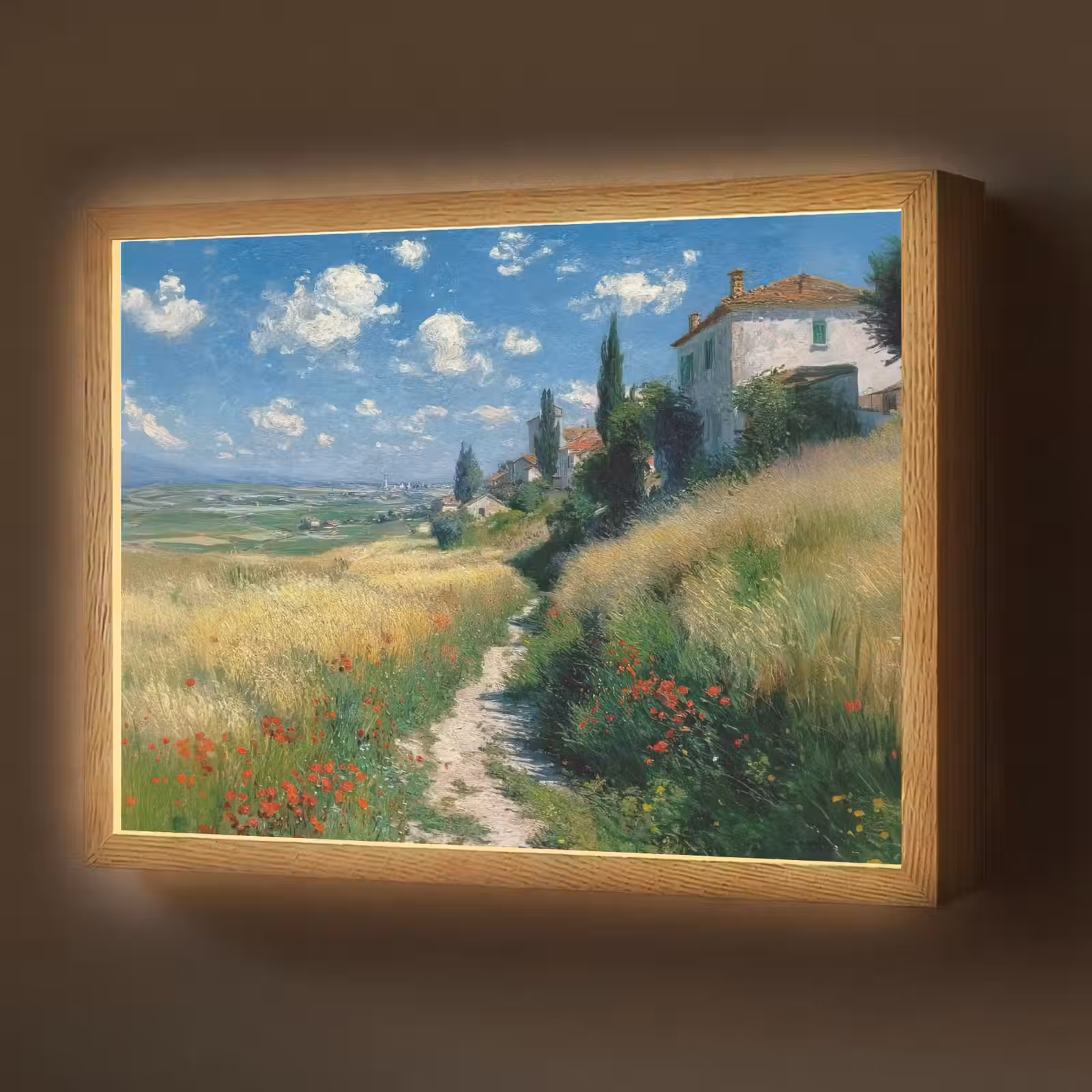 Lightbox - Wandlamp - Zandpad - Huis - Bomen - Grasveld — 1