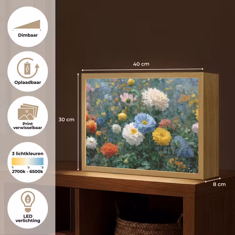 Lightbox - Wandlamp - Close-up - Veld - Bloemen - Kleurrijk — 10