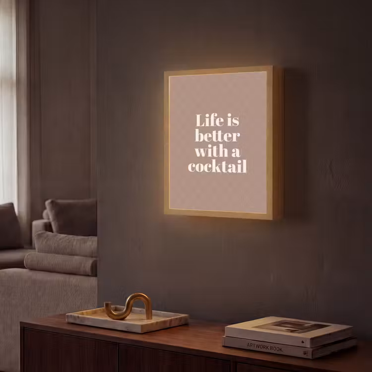 Lightbox - Wandlamp - Cocktail - Tekst - Patroon - Wit — 2