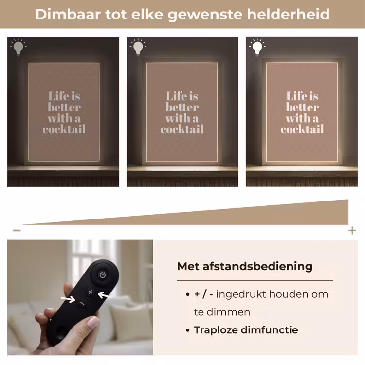 Lightbox - Wandlamp - Cocktail - Tekst - Patroon - Wit — 8