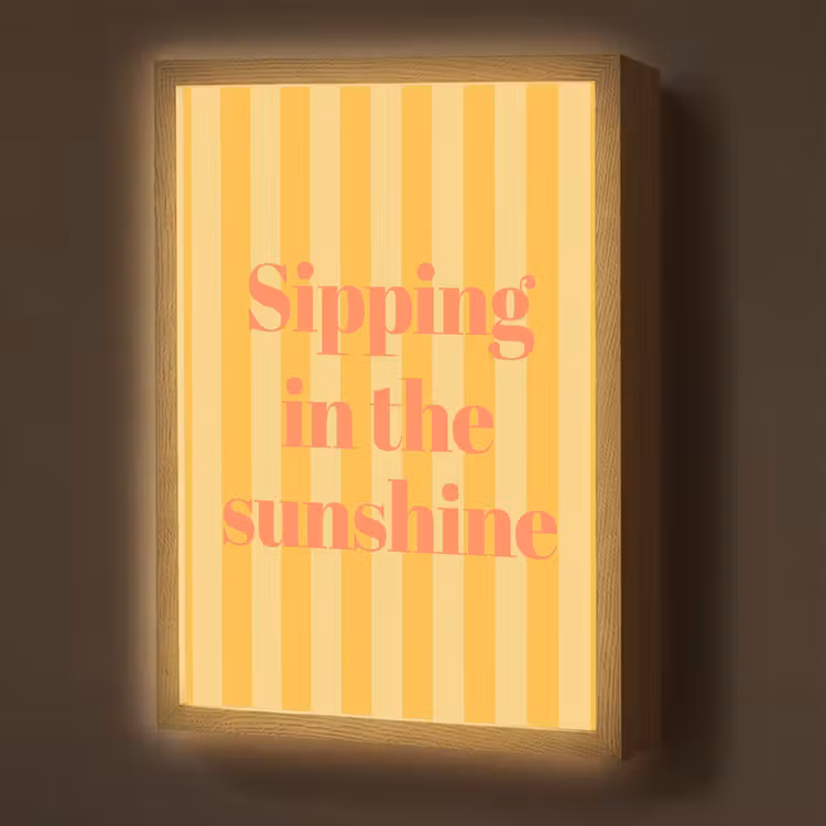Lightbox - Wandlamp - Gestreept - Geel - Sunshine - Letters — 1