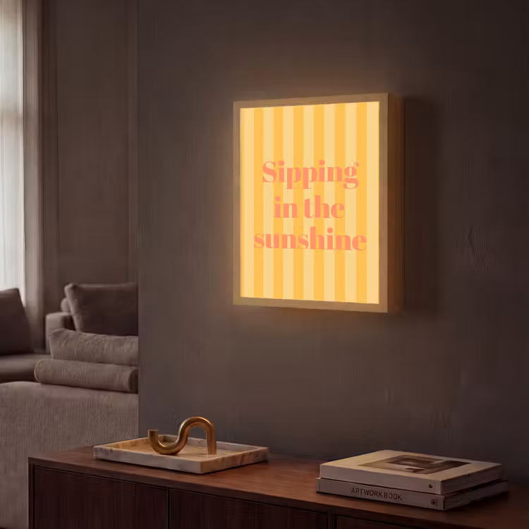 Lightbox - Wandlamp - Gestreept - Geel - Sunshine - Letters — 2