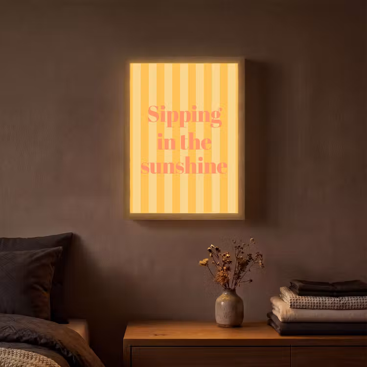 Lightbox - Wandlamp - Gestreept - Geel - Sunshine - Letters — 3