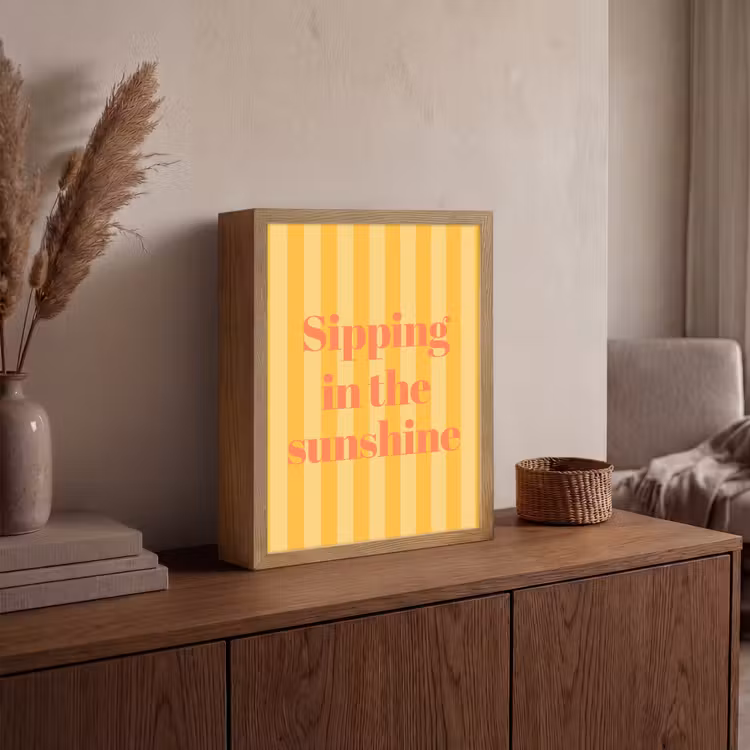 Lightbox - Wandlamp - Gestreept - Geel - Sunshine - Letters — 4