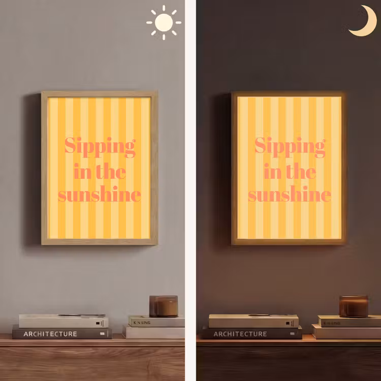 Lightbox - Wandlamp - Gestreept - Geel - Sunshine - Letters — 5