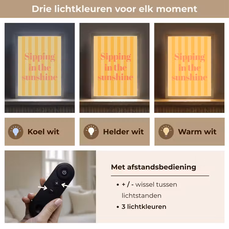 Lightbox - Wandlamp - Gestreept - Geel - Sunshine - Letters — 7