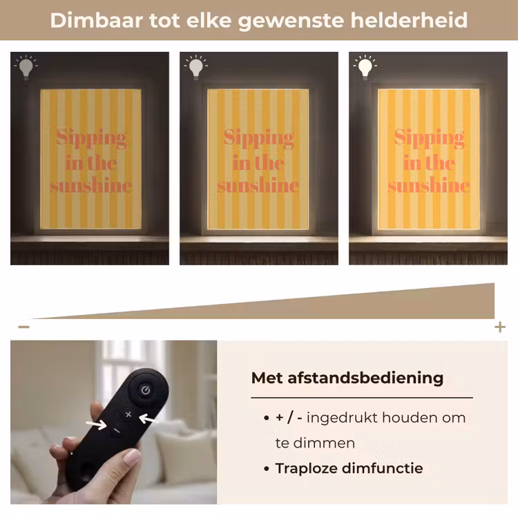 Lightbox - Wandlamp - Gestreept - Geel - Sunshine - Letters — 8
