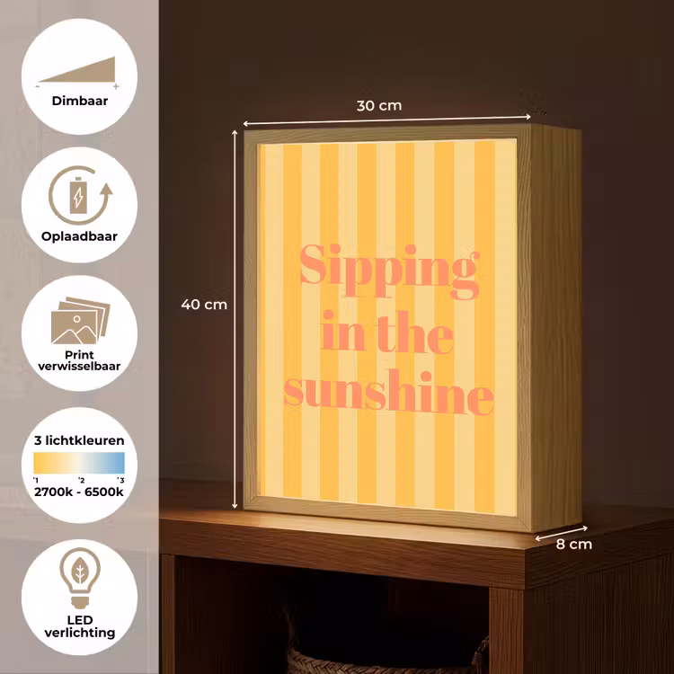 Lightbox - Wandlamp - Gestreept - Geel - Sunshine - Letters — 9
