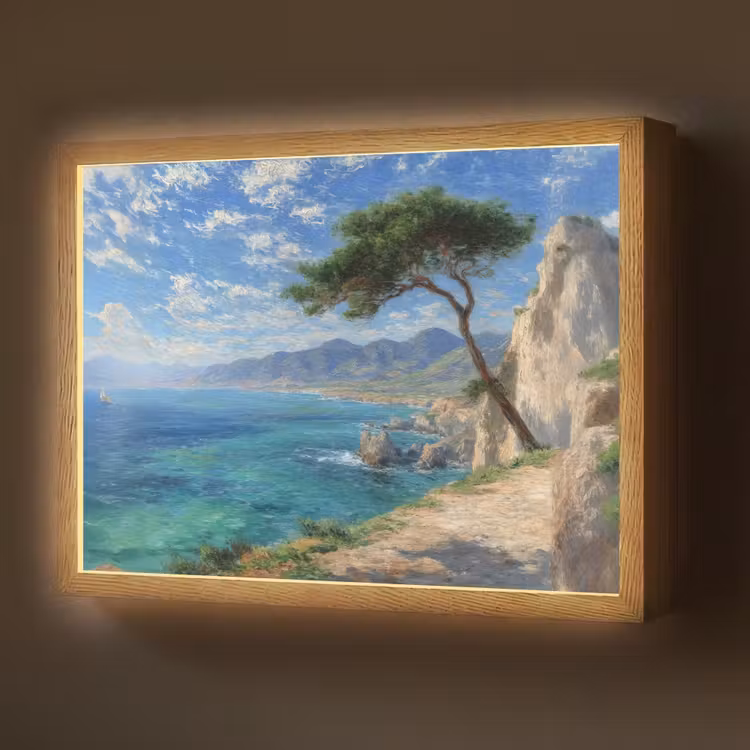 Lightbox - Wandlamp - Rotsen - Kustlijn - Boom - Bergen — 1