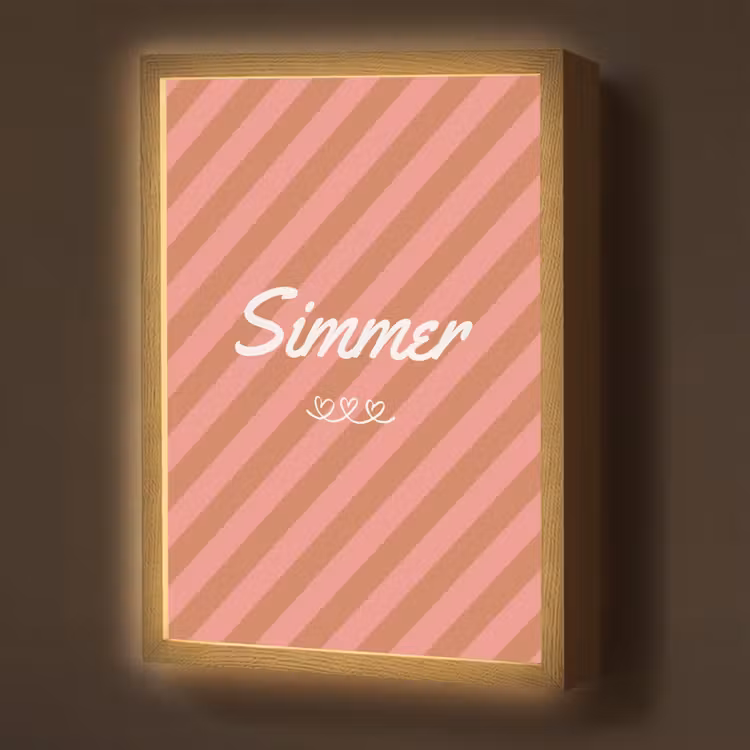 Lightbox - Wandlamp - Simmer - Hartjes - Strepen - Roze — 1