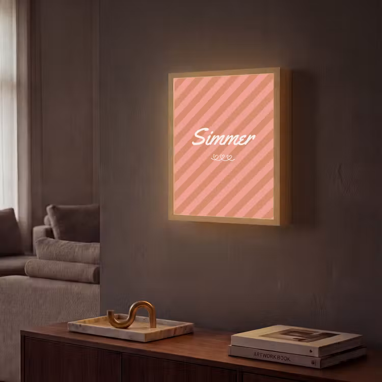 Lightbox - Wandlamp - Simmer - Hartjes - Strepen - Roze — 2