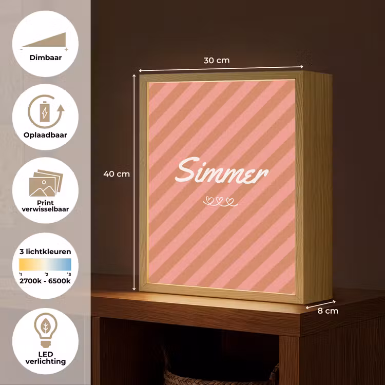 Lightbox - Wandlamp - Simmer - Hartjes - Strepen - Roze — 9